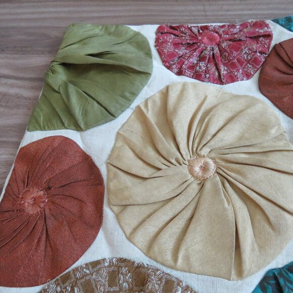 PIER 1 IMPORTS Cotton Silk Applique Patchwork Circle Decor Throw Pillow Sham - Picture 5 of 14